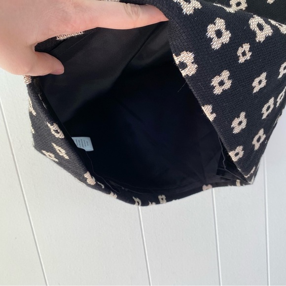 Milly Of New York Wool Blend Mini Skirt Floral Print Black Beige Size 4 Lined - Picture 6 of 11